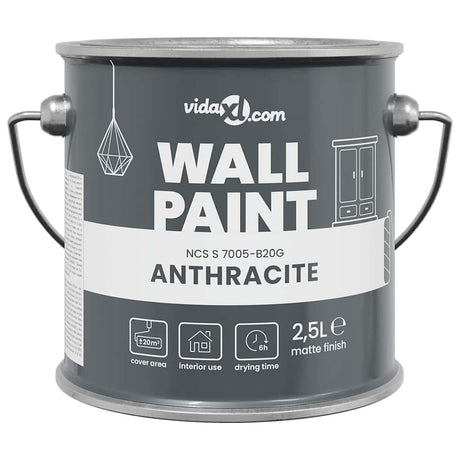 Vidaxl muurverf grijs 2,5 l wandprint