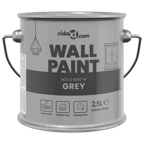 Vidaxl muurverf grijs 2,5 l wandprint