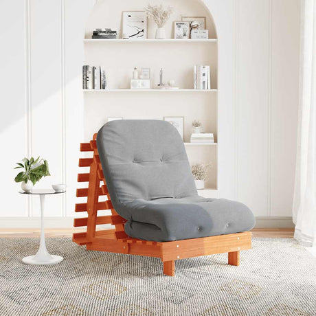 Vidaxl futon slaapbank met matras 70x206x11 cm grenenhout wasbruin