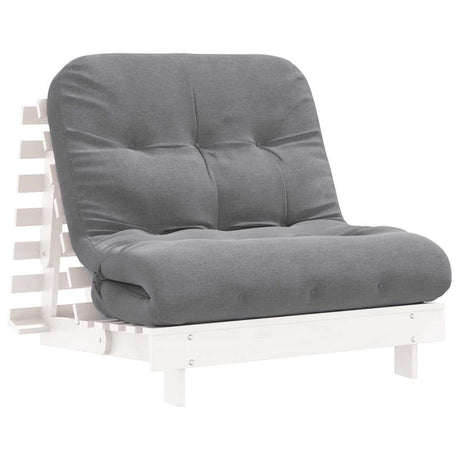 Vidaxl futon slaapbank met matras 90x206x11 cm massief grenenhout wit