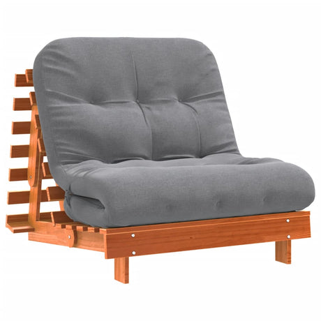 Vidaxl futon slaapbank met matras 90x206x11 cm grenenhout wasbruin