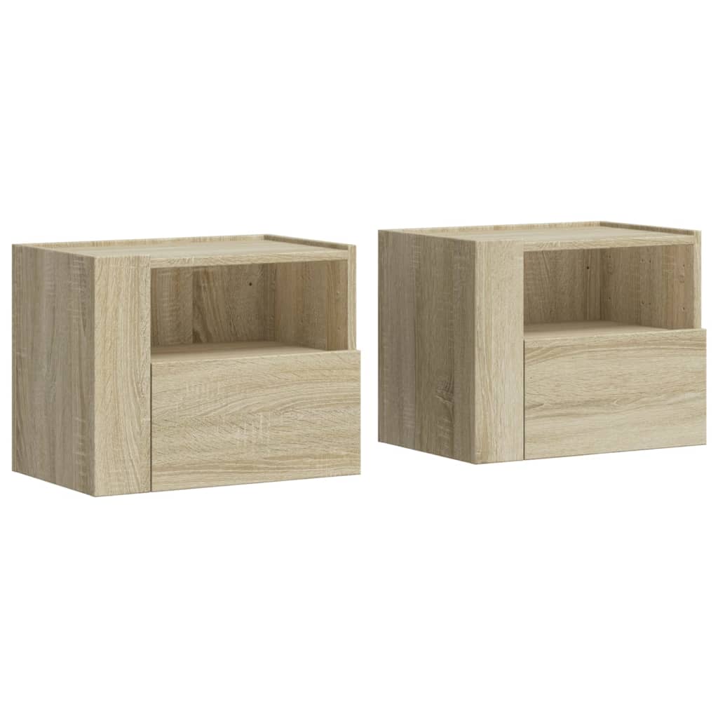 Vidaxl nachtkastjes 2 st wandgemonteerd 45x30x35 cm sonoma eikenkleur