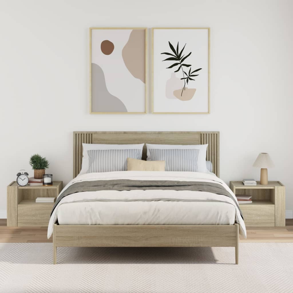 Vidaxl nachtkastjes 2 st wandgemonteerd 45x30x35 cm sonoma eikenkleur