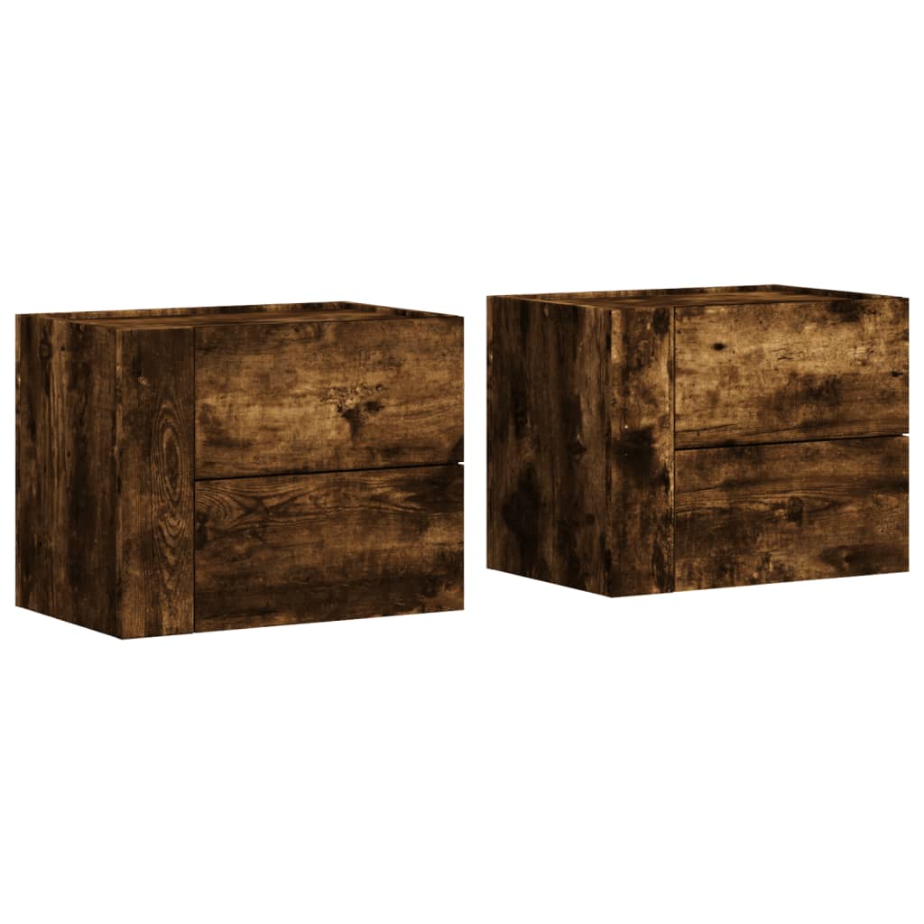 Vidaxl nachtkastjes 2 st wandgemonteerd 45x30x35 cm gerookt eikenkleur