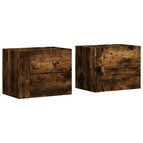 Vidaxl nachtkastjes 2 st wandgemonteerd 45x30x35 cm gerookt eikenkleur