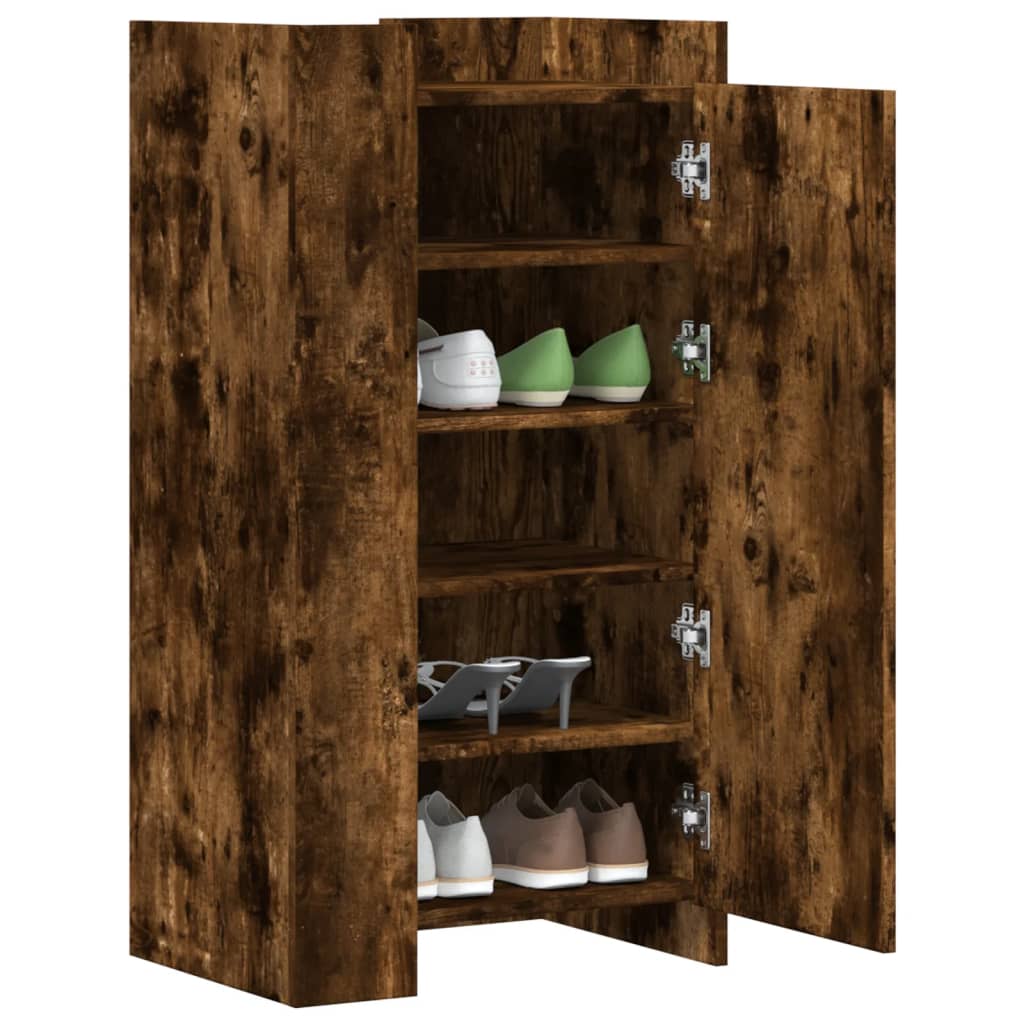 Vidaxl Shoe Cabinet 52x37,5x100 cm Property Wood Smoked Oak Farvet