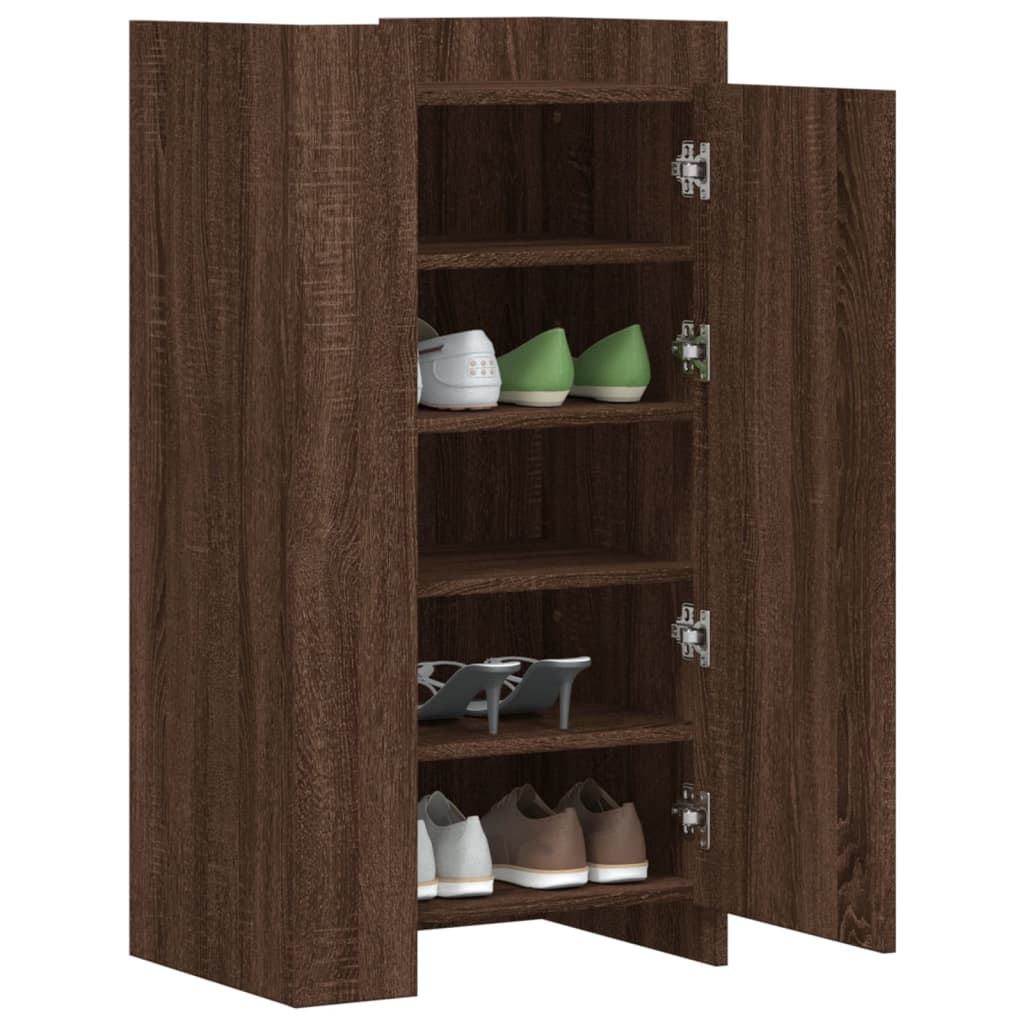 Vidaxl Cabinet da scarpe 52x37.5x100 cm Copriata in legno di quercia marrone colorato