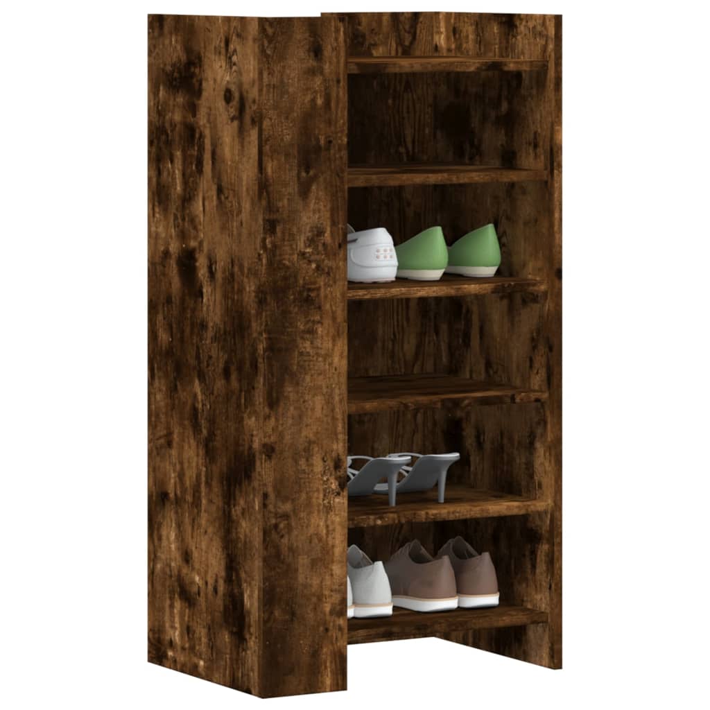 Vidaxl Shoe Cabinet 52x37,5x100 cm Property Wood Smoked Oak Farvet