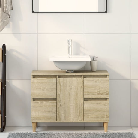 Vidaxl wastafelkast 80x33x60 cm bewerkt hout sonoma eikenkleurig