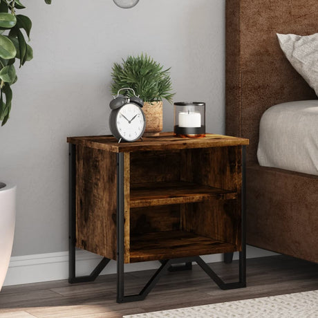 Vidaxl nachtkastjes 2 st 40x30x40 cm bewerkt hout gerookt eikenkleurig