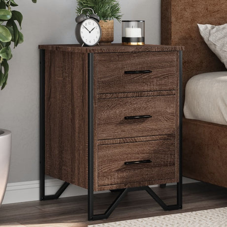 Vidaxl nachtkastje 40x41x60 cm bewerkt hout bruin eikenkleur