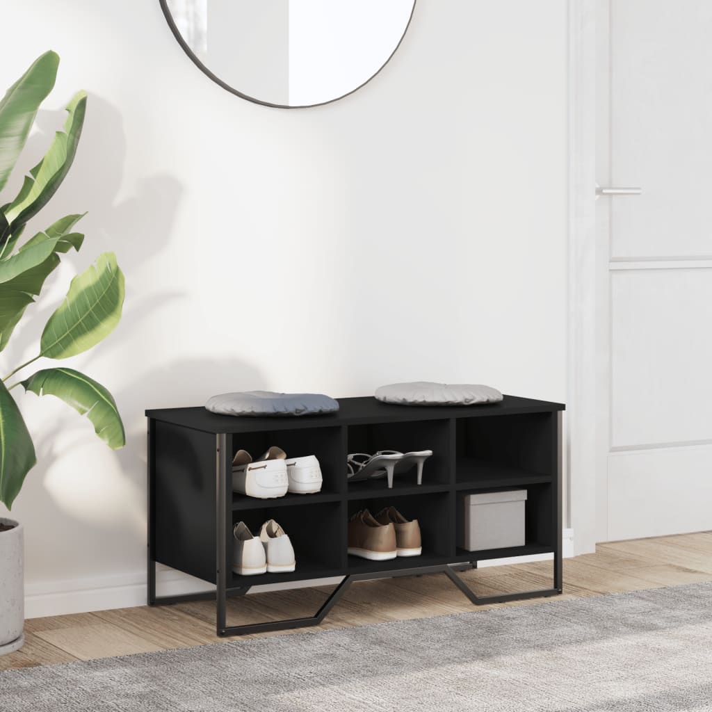 VidaXL Shoe cabinet 90x38x45.5 cm Properted Wood Black