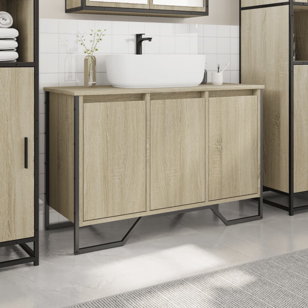 Vidaxl wastafelkast 91x35x60 cm bewerkt hout sonoma eikenkleurig