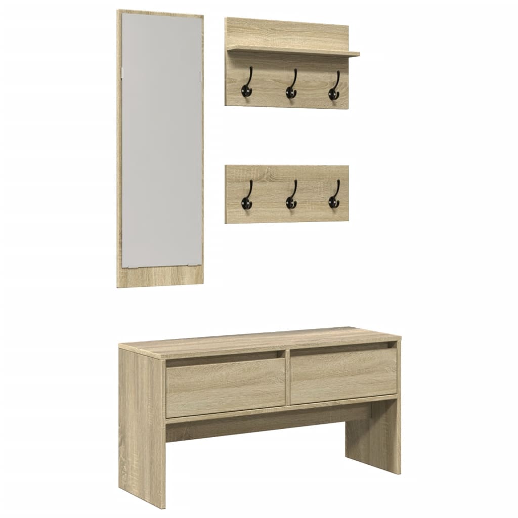 Vidaxl 4-delige garderobe set bewerkt hout sonoma eikenkleurig
