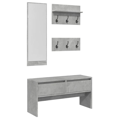 Vidaxl 4-delige garderobe set bewerkt hout betongrijs