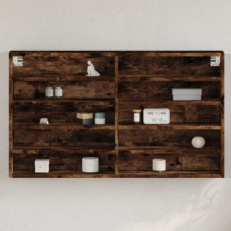 Vidaxl vitrinekast 100x15x58 cm bewerkt hout gerookt eikenkleurig