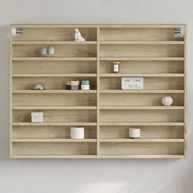 Vidaxl vitrinekast 100x8,5x75 cm bewerkt hout sonoma eikenkleurig