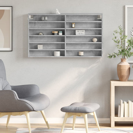 Vidaxl vitrinekast 100x8,5x58 cm bewerkt hout betongrijs