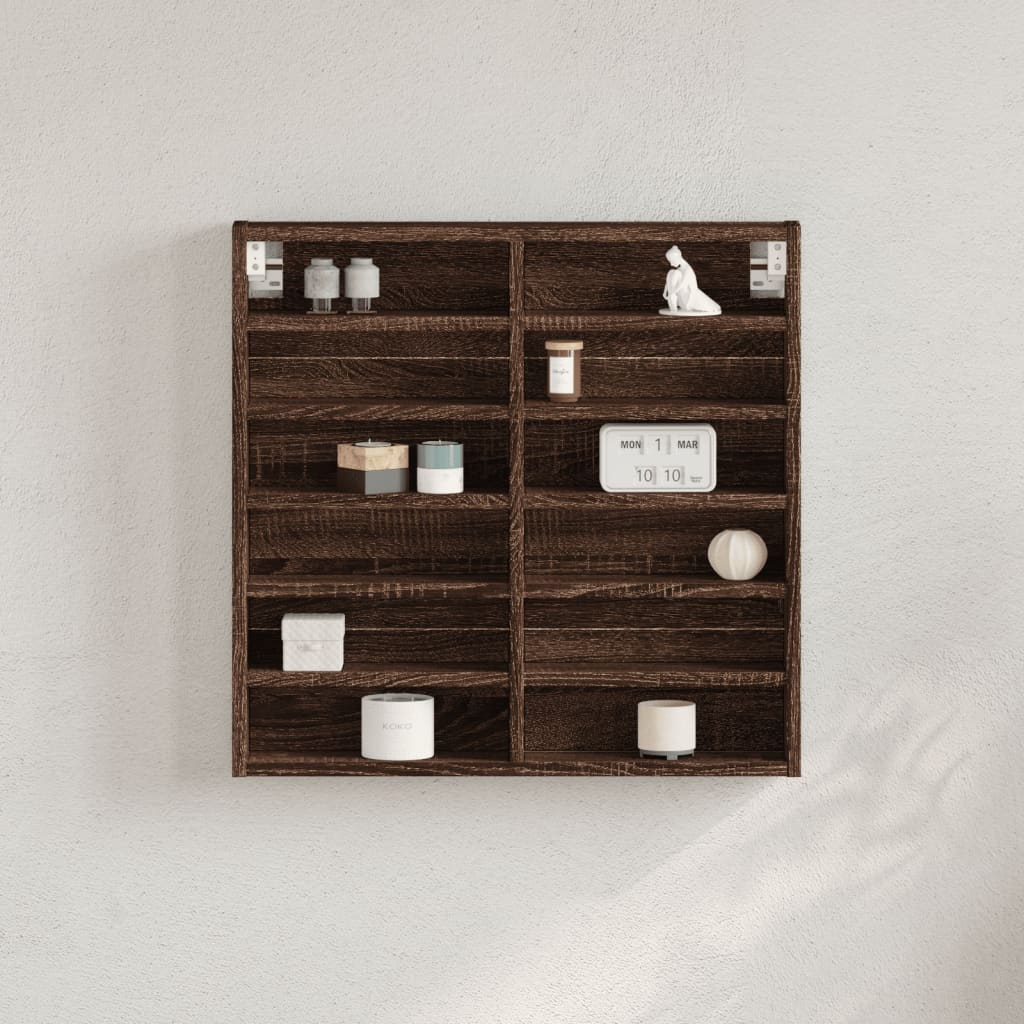 Vidaxl vitrinekast 60x8,5x58 cm bewerkt hout bruin eikenkleurig