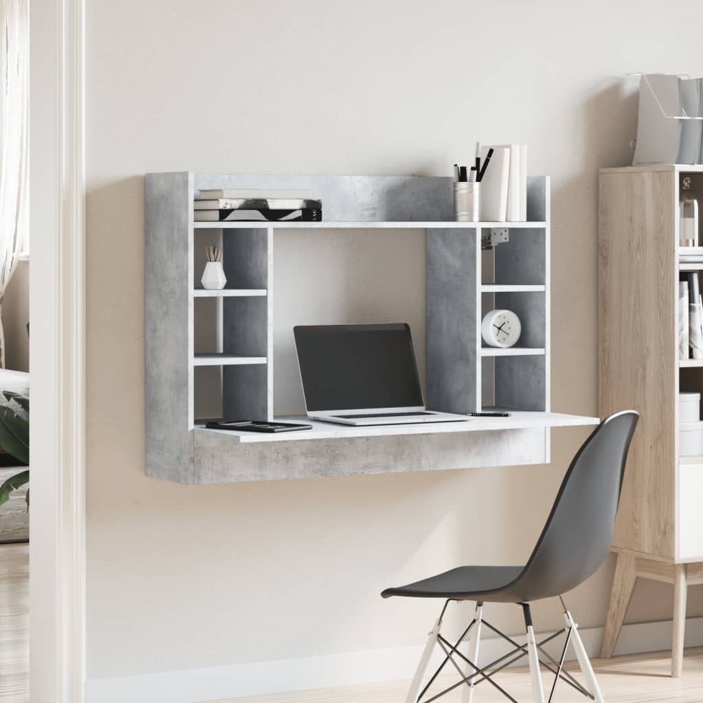 Vidaxl wandbureau 105x48x75 cm bewerkt hout betongrijs