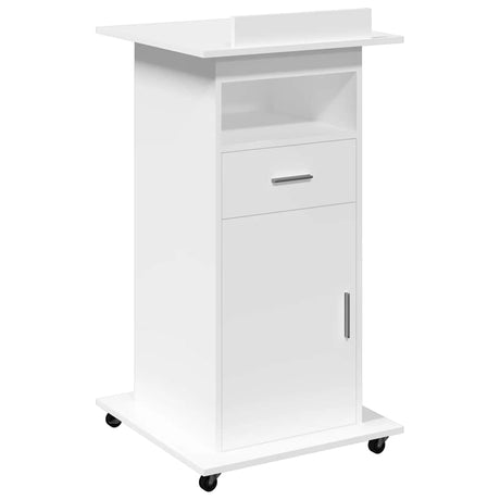 Vidaxl lessenaar met wielen en lade 55x55x107 cm bewerkt hout wit