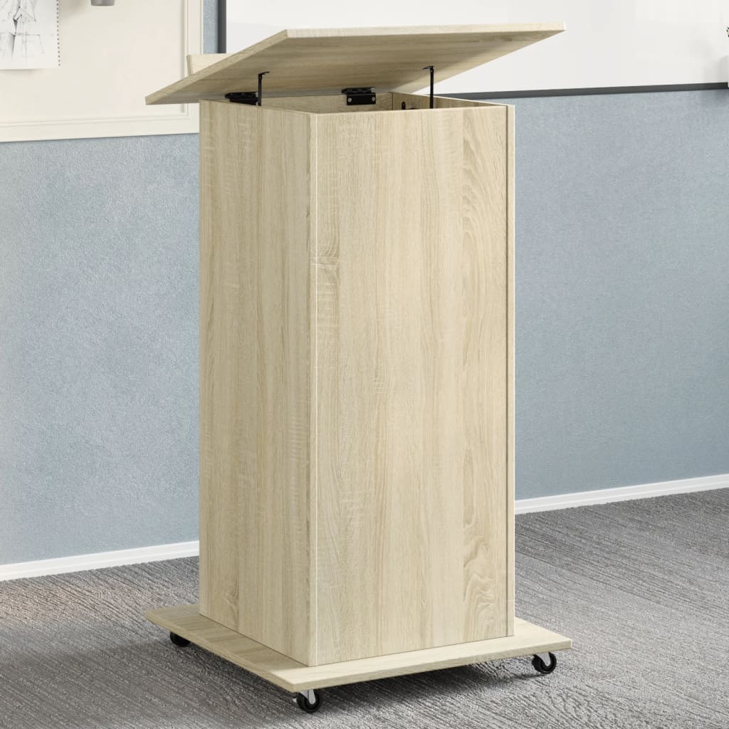 Vidaxl lessenaar met wielen en lade 55x55x107 cm hout sonoma eiken