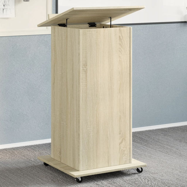 Vidaxl lessenaar met wielen en lade 55x55x107 cm hout sonoma eiken