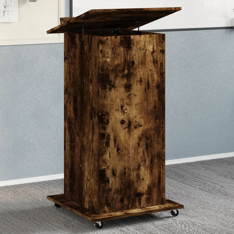 Vidaxl lessenaar met wielen en lade 55x55x107 cm hout gerookt eiken
