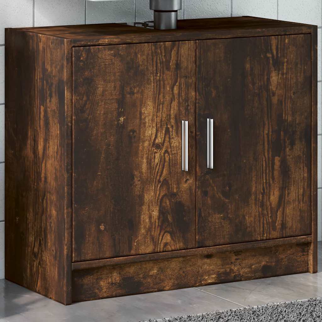 Vidaxl wastafelkast 63x29x55 cm bewerkt hout gerookt eikenkleurig