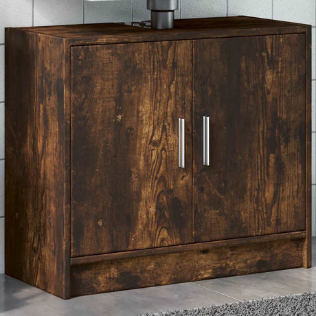 Vidaxl wastafelkast 63x29x55 cm bewerkt hout gerookt eikenkleurig