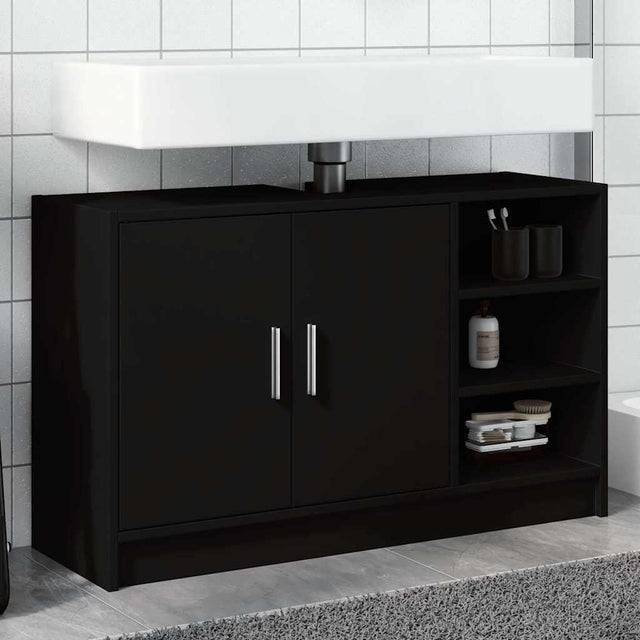 Vidaxl wastafelkast 90x29x55 cm bewerkt hout zwart