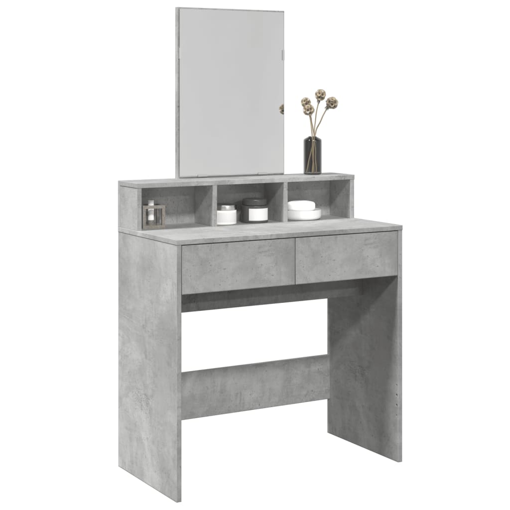 Vidaxl kaptafel met spiegel 80x41x144,5 cm betongrijs