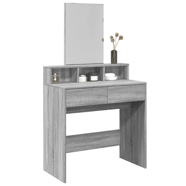 Vidaxl kaptafel met spiegel 80x41x144,5 cm grijs sonoma