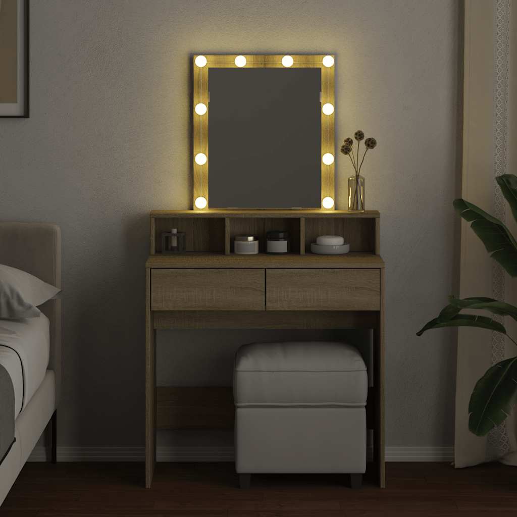 Vidaxl kaptafel met led 80x41x144,5 cm sonoma eikenkleurig