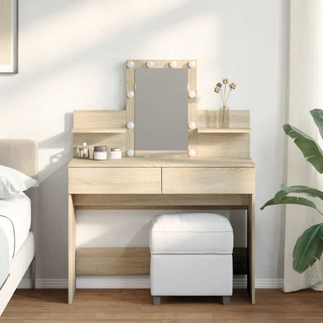 Vidaxl kaptafel met led-verlichting 100x40x130 cm sonoma eikenkleurig