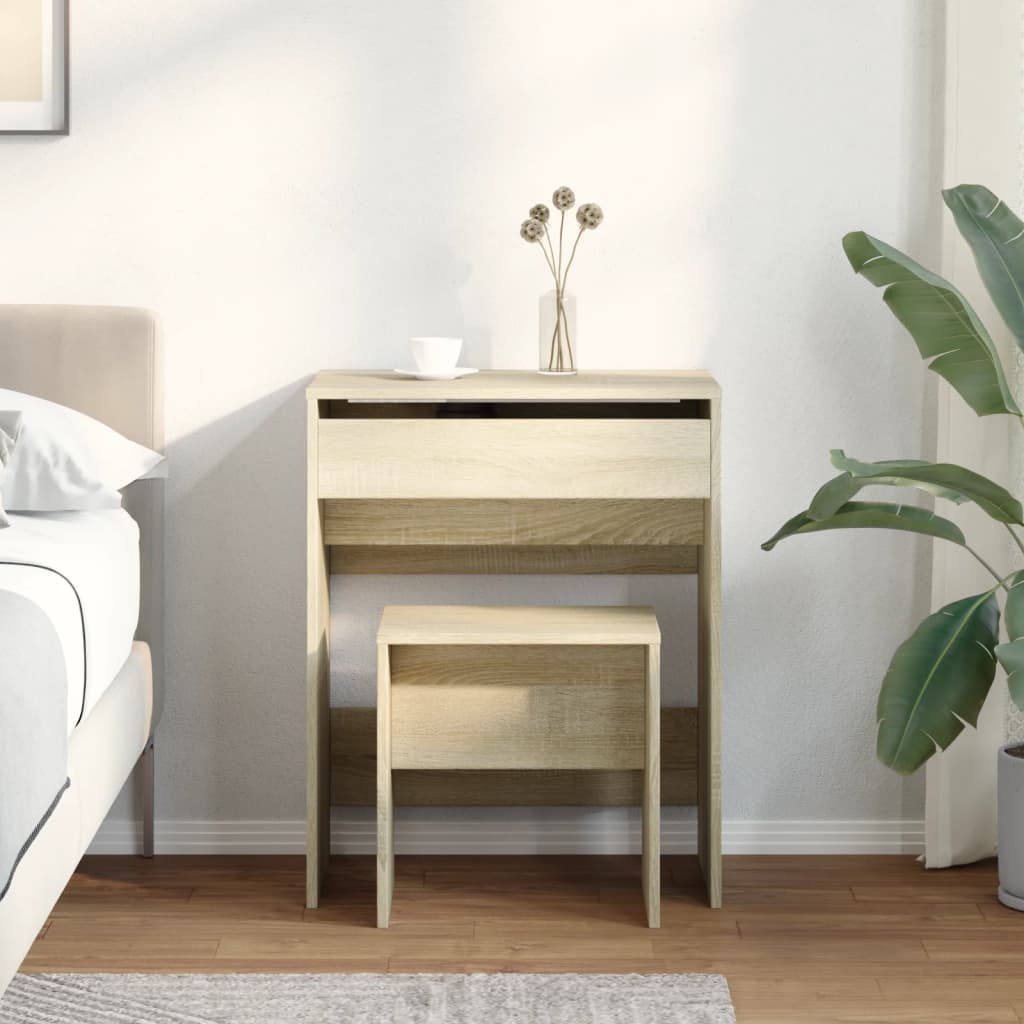 Vidaxl kaptafel met krukje 60x40x113,5 cm sonoma eikenkleurig
