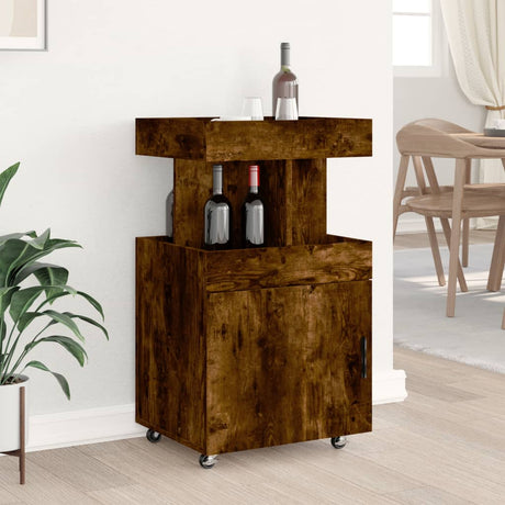 Vidaxl drankkar 50x41x89 cm bewerkt hout gerookt eikenkleurig