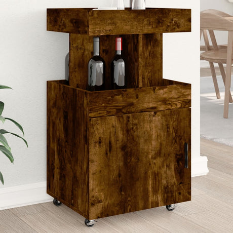 Vidaxl drankkar 50x41x89 cm bewerkt hout gerookt eikenkleurig