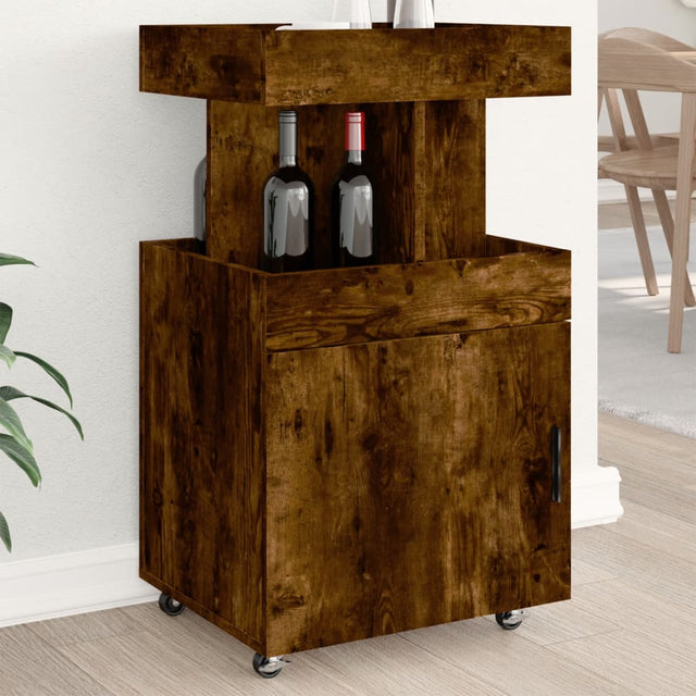 Vidaxl drankkar 50x41x89 cm bewerkt hout gerookt eikenkleurig