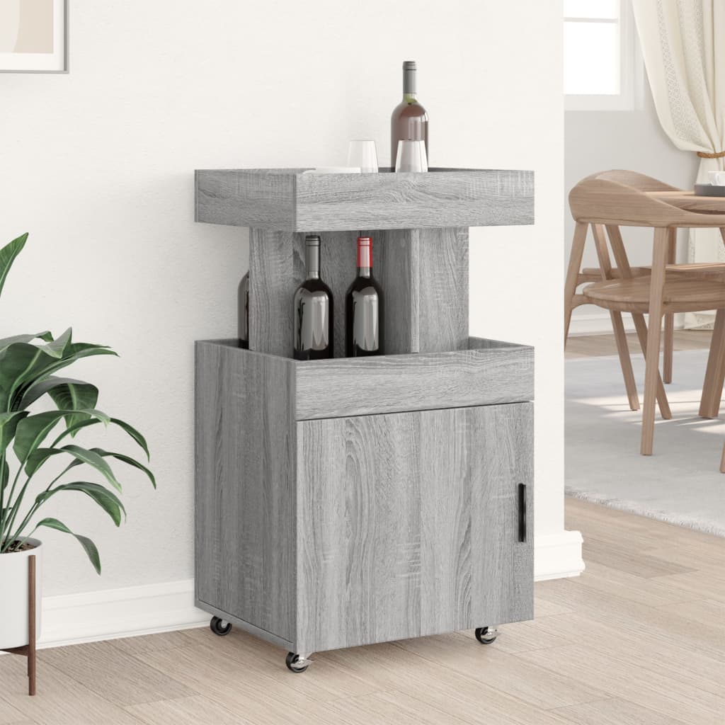Vidaxl drankkar 50x41x89 cm bewerkt hout grijs sonoma eikenkleurig