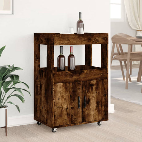 Vidaxl drankkar 60x39,5x89 cm bewerkt hout gerookt eikenkleurig