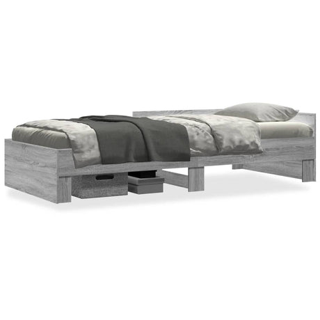 Vidaxl bedframe bewerkt hout grijs sonoma eikenkleurig 75x190 cm