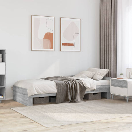 Vidaxl bedframe bewerkt hout grijs sonoma eikenkleurig 75x190 cm
