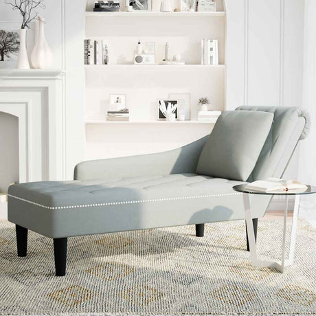 Vidaxl chaise longue met kussen rechterarmleuning fluweel lichtgrijs