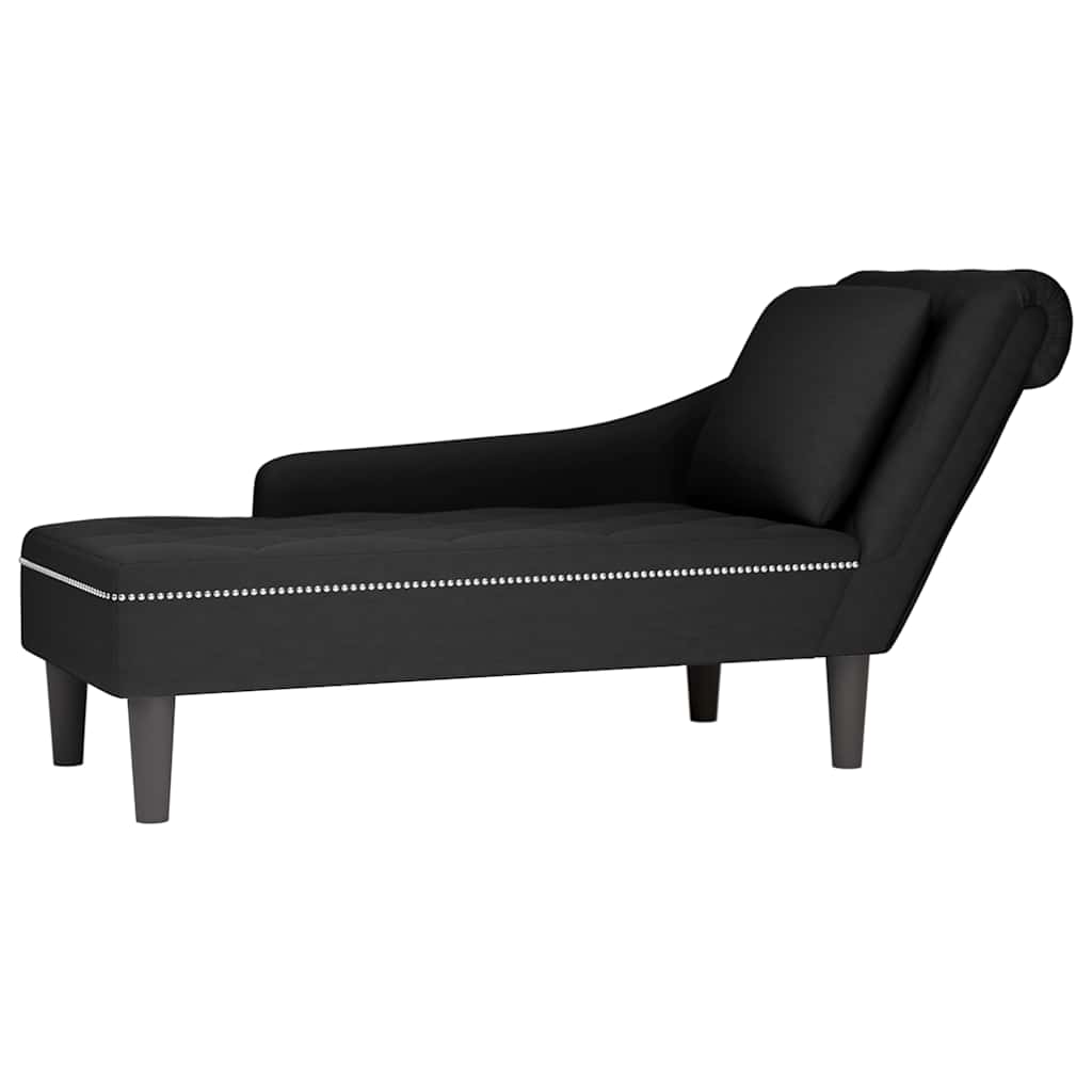 Vidaxl chaise longue met kussen en rechterarmleuning fluweel zwart