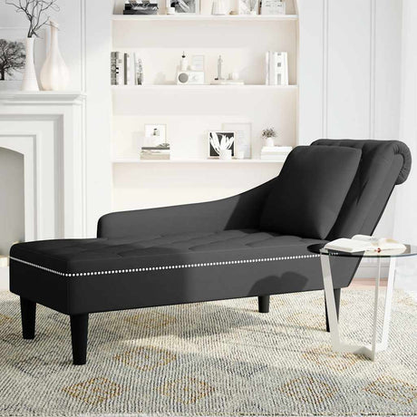Vidaxl chaise longue met kussen en rechterarmleuning fluweel zwart