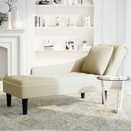 Vidaxl chaise longue met kussen rechterarmleuning fluweel crèmekleurig