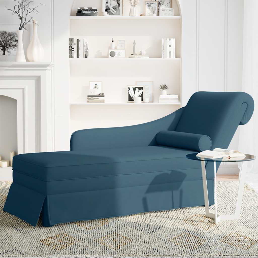 Vidaxl chaise longue met bolster en rechterarmleuning fluweel blauw