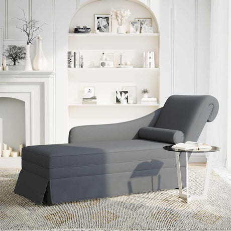 Vidaxl chaise longue met bolster rechterarmleuning fluweel donkergrijs