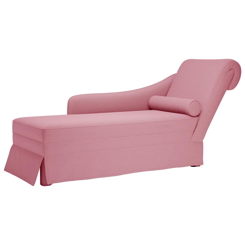 Vidaxl chaise longue met bolster en rechterarmleuning fluweel roze